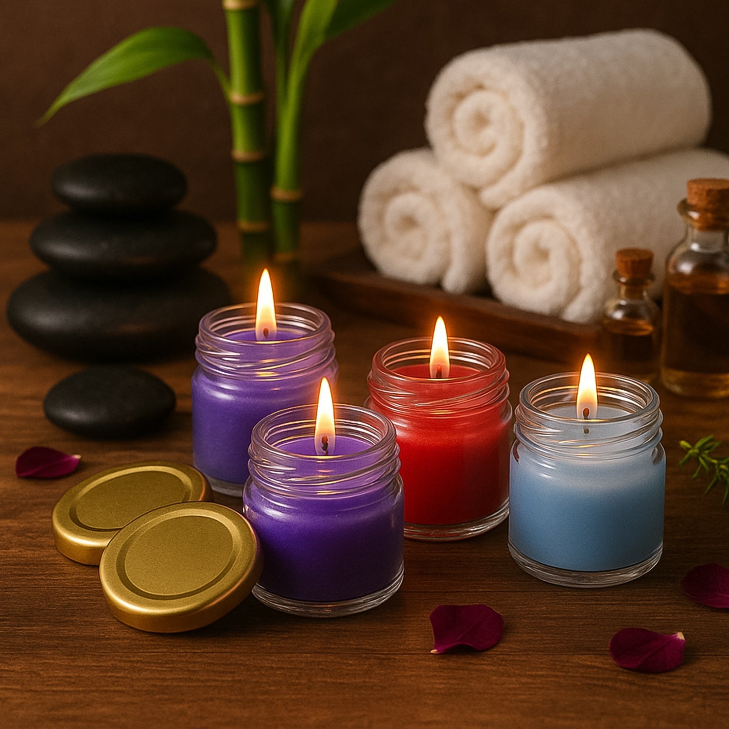 Wax Candle Set in Glass Jars Wax Candle Set in Glass Jars